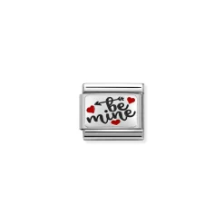 Nomination – Composable CL OXIDIZED PLATES in steel, enamel and 925 sterling silver Be Mine with hearts