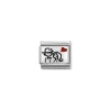 Nomination – Composable CL OXIDIZED PLATES in steel, enamel and 925 sterling silver Couple with heart