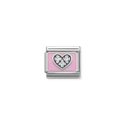 Nomination – Composable CL SIMBOLS stainless steel, enamel, Cub. Zirc and 925 sterling silver CZ Heart Pink
