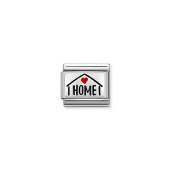 Nomination – Composable CL OXIDIZED PLATES in steel, enamel and 925 sterling silver Home with heart
