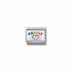 Nomination – Composable CL SIMBOLS stainless steel, enamel, Cub. Zirc and 925 sterling silver Family with heart