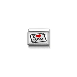 Nomination – Composable CL OXIDIZED PLATES in steel, enamel and 925 sterling silver I love you card
