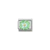 Nomination – Composable CL SIMBOLS stainless steel, enamel, Cub. Zirc and 925 sterling silver GREEN flower