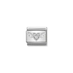 Nomination – Composable CL SYMBOLS steel , Cubic zirconia and 925 sterling silver Flying heart with CZ