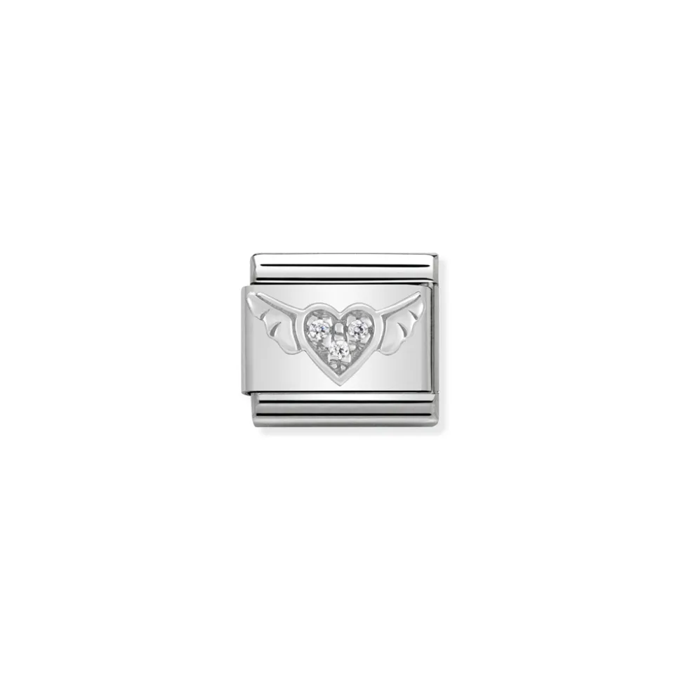Nomination – Composable CL SYMBOLS steel , Cubic zirconia and 925 sterling silver Flying heart with CZ