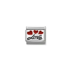 Nomination – Composable CL OXIDIZED PLATES in steel, enamel and 925 sterling silver Love in italics and balloons