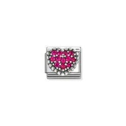 Nomination – Composable CL OXIDIZED SYMBOLS in steel and Cubic zirconia and silver 925 (08_RED dot heart)