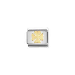 Nomination – COMPOSABLE CLASSIC GOOD LUCK IN STAINLESS STEEL WITH 18K GOLD (06_FOUR-LEAF CLOVER)