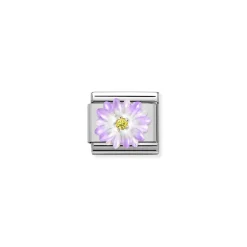 Nomination – Composable CL SIMBOLS stainless steel, enamel, Cub. Zirc and 925 sterling silver PURPLE flower