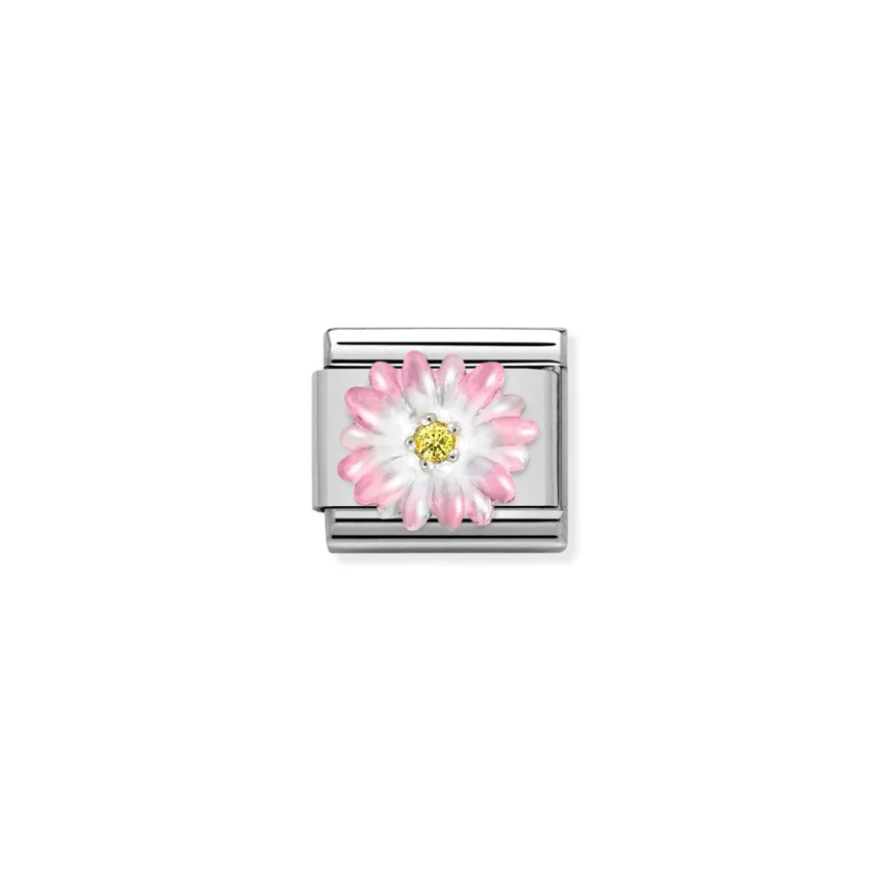 Nomination – Composable CL SIMBOLS stainless steel, enamel, Cub. Zirc and 925 sterling silver ROSE flower