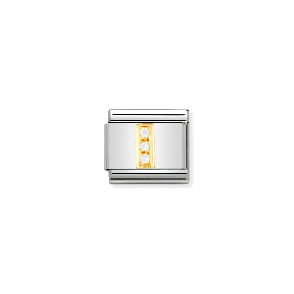 Nomination – COMPOSABLE Classic LETTERS in stainless steel with 18k gold and Cubic Zirconia (09_I)