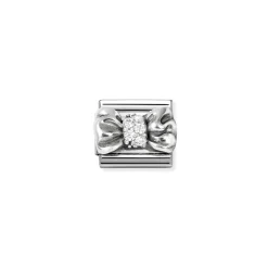 Nomination – Composable CL SYMBOLS OX steel, Cz and 925 sterling silver (11_Bow WHITE)