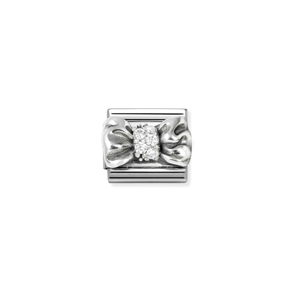 Nomination – Composable CL SYMBOLS OX steel, Cz and 925 sterling silver (11_Bow WHITE)