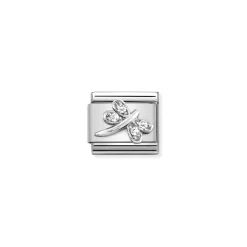 Nomination – Composable CL SYMBOLS steel , Cubic zirconia and 925 sterling silver WHITE dragonfly