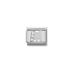 Nomination – Composable Classic ALPHABETH stainless steel, Cub. zirc and 925 sterling silver M