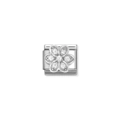 Nomination – Composable CL SYMBOLS steel, Cz and 925 sterling silver RICH (06_WHITE daisy)