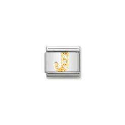 Nomination – COMPOSABLE Classic LETTERS in stainless steel with 18k gold and Cubic Zirconia (10_J)