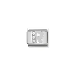 Nomination – Composable Classic ALPHABETH stainless steel, Cub. zirc and 925 sterling silver R