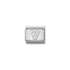 Nomination – Composable Classic ALPHABETH stainless steel, Cub. zirc and 925 sterling silver V