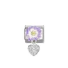 Nomination – Composable Classic CHARMS steel, 925 sterling silver, enamel and cz (10_Lilac daisy with heart)