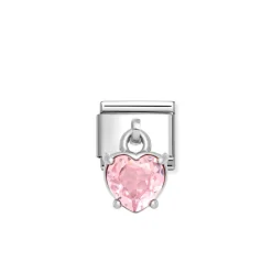Nomination – Composable Classic CHARMS CUBIC ZIRCONIA steel, 925 sterling silver (14_Pink heart)