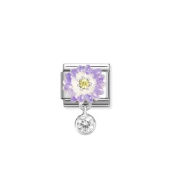 Nomination – Composable Classic CHARMS steel, 925 sterling silver, enamel and cz (12_Lilac daisy with roundel)