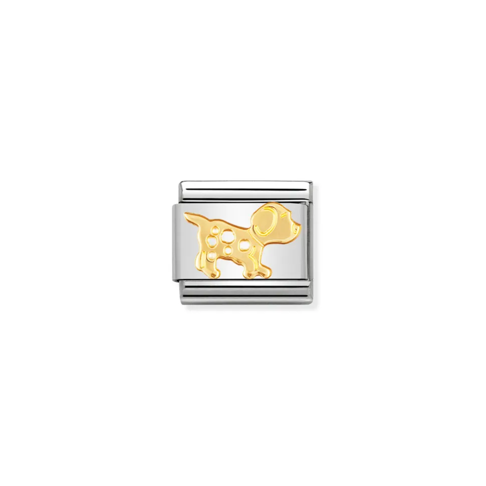 Nomination – COMPOSABLE Classic ANIMALS (EARTH) in stainless steel with 18k gold Dog
