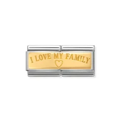 Nomination – Composable Classic DOUBLE ENGRAVED steel and 18k gold CUSTOM I Love My Family