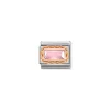 Nomination – Composable Classic FACETED BAGUETTE WITH RICH SETTING in steel and 9k gold PINK