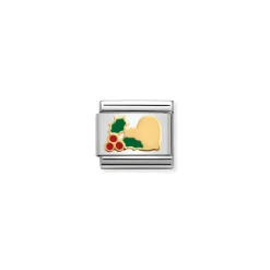 Nomination – COMPOSABLE Classic CHRISTMAS in stainless steel with enamel and 18k gold (23_Heart with holly)