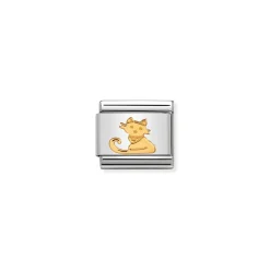 Nomination – COMPOSABLE Classic ANIMALS (EARTH) in stainless steel with 18k gold Seated Cat