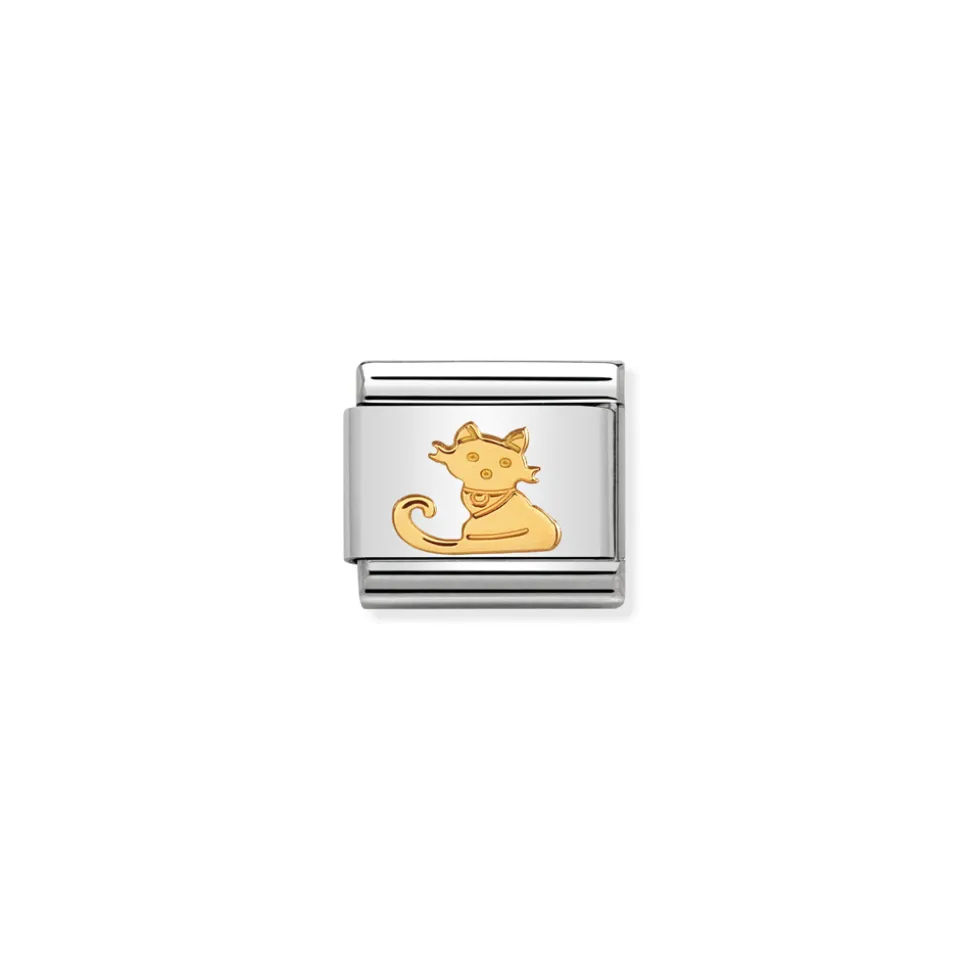 Nomination – COMPOSABLE Classic ANIMALS (EARTH) in stainless steel with 18k gold Seated Cat