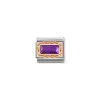 Nomination – Composable Classic FACETED BAGUETTE WITH RICH SETTING in steel and 9k gold PURPLE