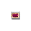 Nomination – Composable Classic FACETED BAGUETTE WITH RICH SETTING in steel and 9k gold RED