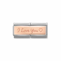Nomination – Composable Classic DOUBLE ENGRAVED steel and 9k rose gold CUSTOM I love You