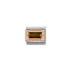 Nomination – Composable Classic FACETED BAGUETTE WITH RICH SETTING in steel and 9k gold SMOKEY