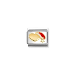 Nomination – COMPOSABLE CLASSIC CHRISTMAS IN STAINLESS STEEL WITH ENAMEL AND 18K GOLD (27_HEART WITH RED HAT)