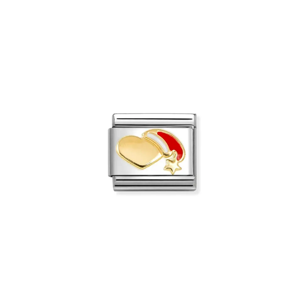 Nomination – COMPOSABLE CLASSIC CHRISTMAS IN STAINLESS STEEL WITH ENAMEL AND 18K GOLD (27_HEART WITH RED HAT)