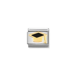 Nomination – COMPOSABLE Classic BACK TO SCHOOL in stainless steel with enamel and 18k Black graduate hat