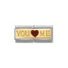 Nomination – Composable Classic DOUBLE ENGRAVED steel, enamel and 18k gold (01_You And Me)