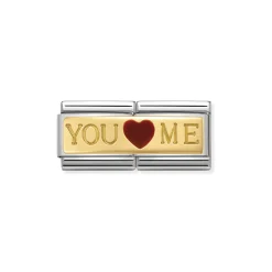 Nomination – Composable Classic DOUBLE ENGRAVED steel, enamel and 18k gold (01_You And Me)