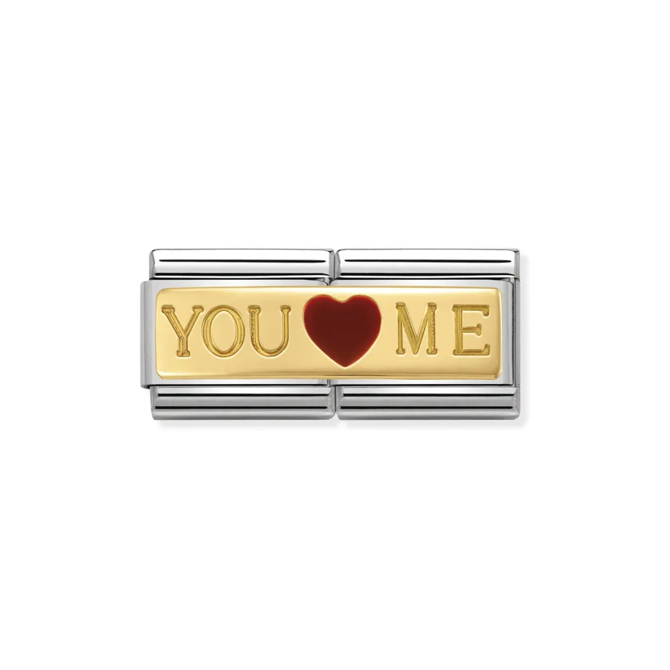 Nomination – Composable Classic DOUBLE ENGRAVED steel, enamel and 18k gold (01_You And Me)