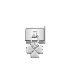 Nomination – Composable Classic CHARMS stainless steel and 925 sterling silver Four Leaf Clover CZ