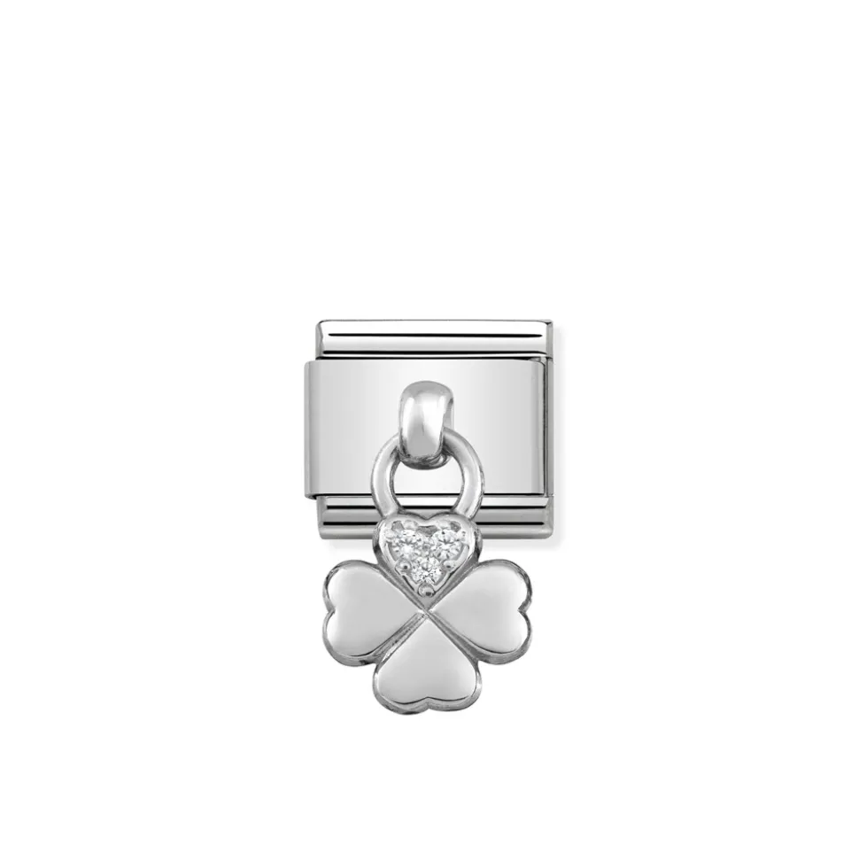 Nomination – Composable Classic CHARMS stainless steel and 925 sterling silver Four Leaf Clover CZ