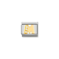 Nomination – COMPOSABLE Classic LETTERS in stainless steel with 18k gold and Cubic Zirconia (13_M)