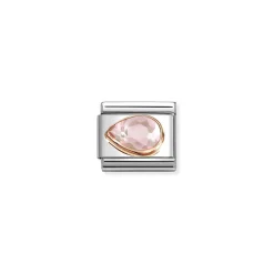 Nomination – COMPOSABLE CLASSIC CZ, FACETED LEFT DROP IN STEEL AND 9K ROSE GOLD (003_PINK)
