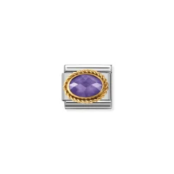 Nomination – COMPOSABLE CLASSIC FACETED Cubic zirconia, stainless steel and 18k gold (001_PURPLE)