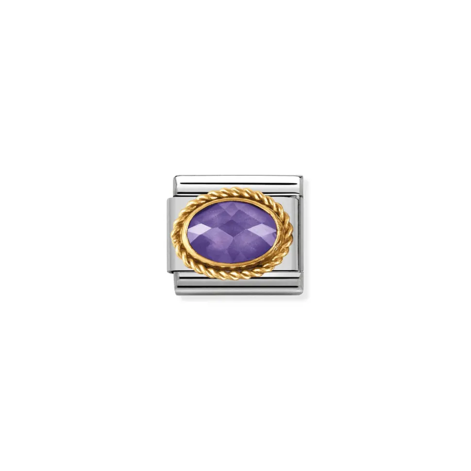 Nomination – COMPOSABLE CLASSIC FACETED Cubic zirconia, stainless steel and 18k gold (001_PURPLE)