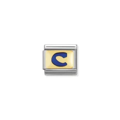 Nomination – COMPOSABLE Classic BLUE LETTERS in stainless steel with enamel and 18k gold (03_C)