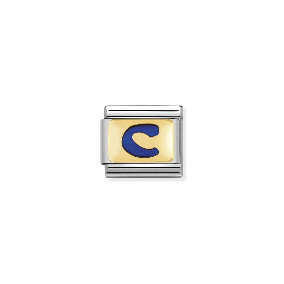 Nomination – COMPOSABLE Classic BLUE LETTERS in stainless steel with enamel and 18k gold (03_C)